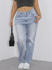 GILIPUR Damenjeans mit hoher Taille, lockerem, weitem Bein TL158