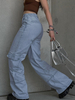 GILIPUR Vintage ausgewaschene Jeans für Damen, lockere Hose mit weitem Bein