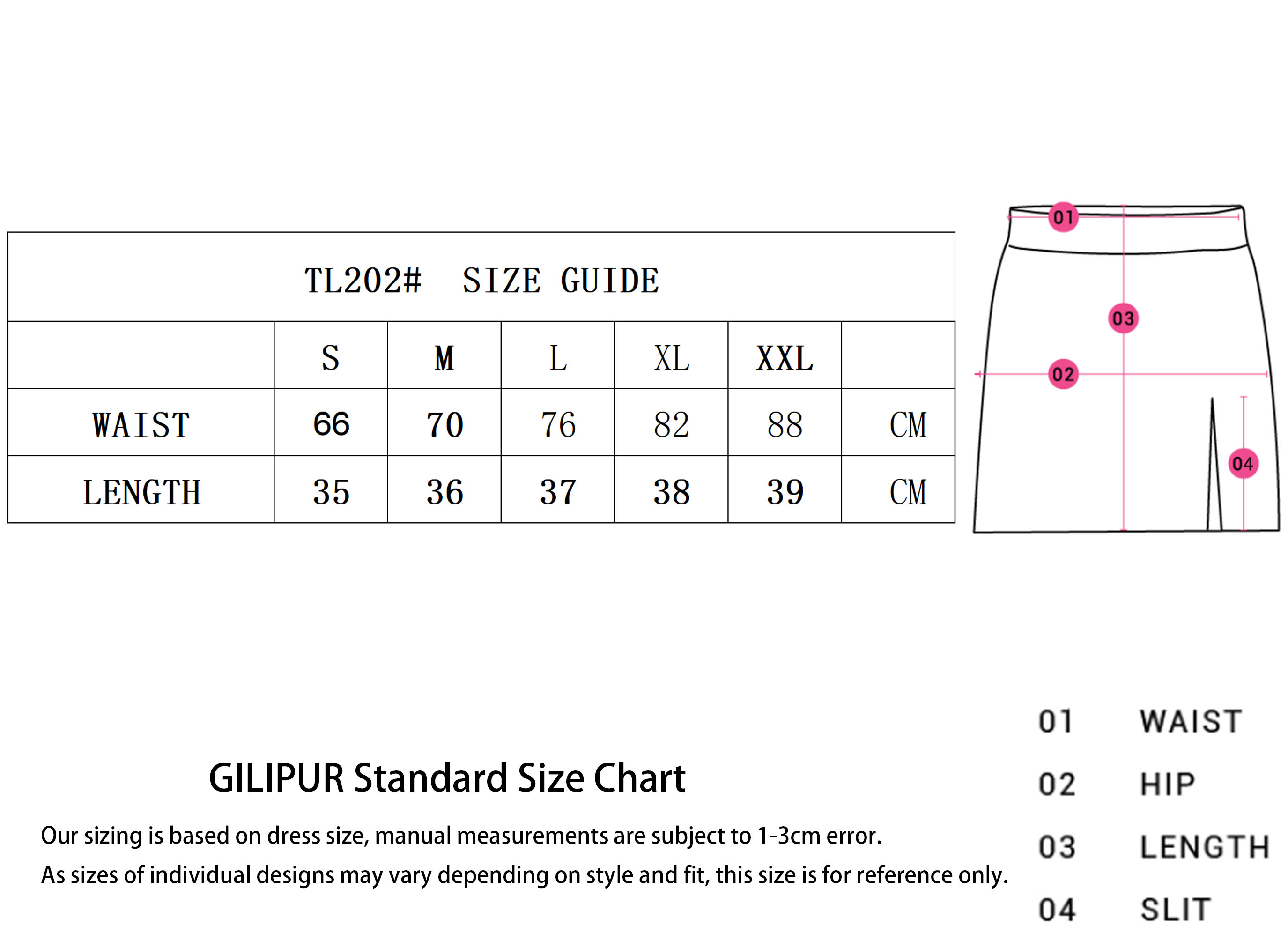 短裙SIZE GUIDE 拷贝