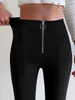 GILIPUR Schwarze Skinny-Stretch-Hose mit Reißverschluss und hoher Taille CY052