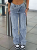 GILIPUR Damen-Jeans im Vintage-Stil mit hoher Taille, weitem Bein, geradem Bein und asymmetrischem Bund MH743