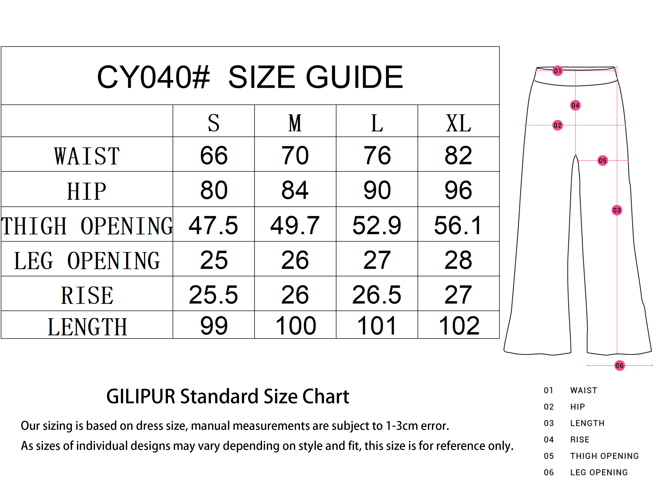 长裤SIZE GUIDE 拷贝