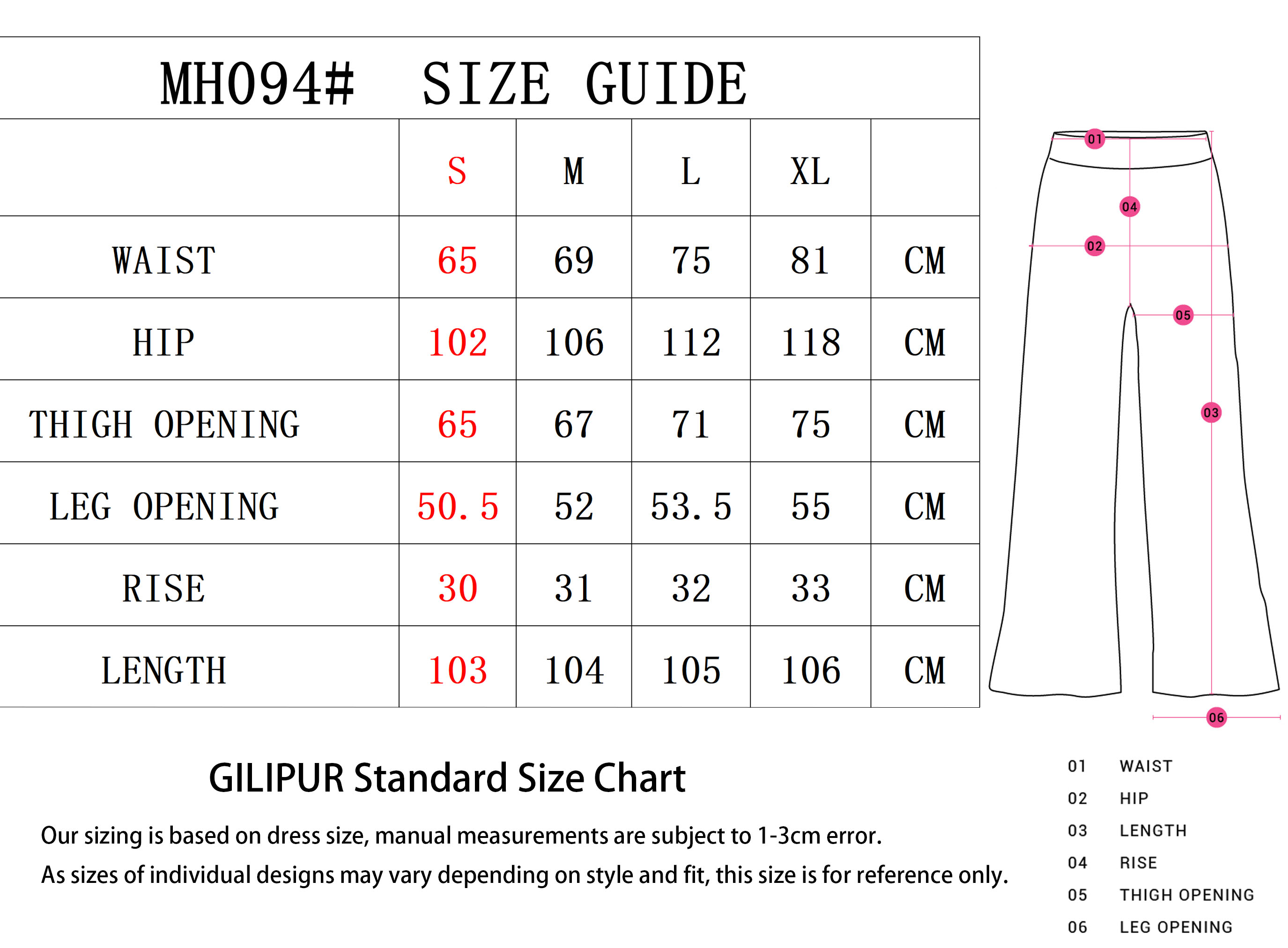 长裤SIZE GUIDE-恢复的 拷贝