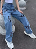 GILIPUR Vintage-Streetwear-Hose mit niedriger Taille und weitem Bein, Schmetterlingsdruck, MH310