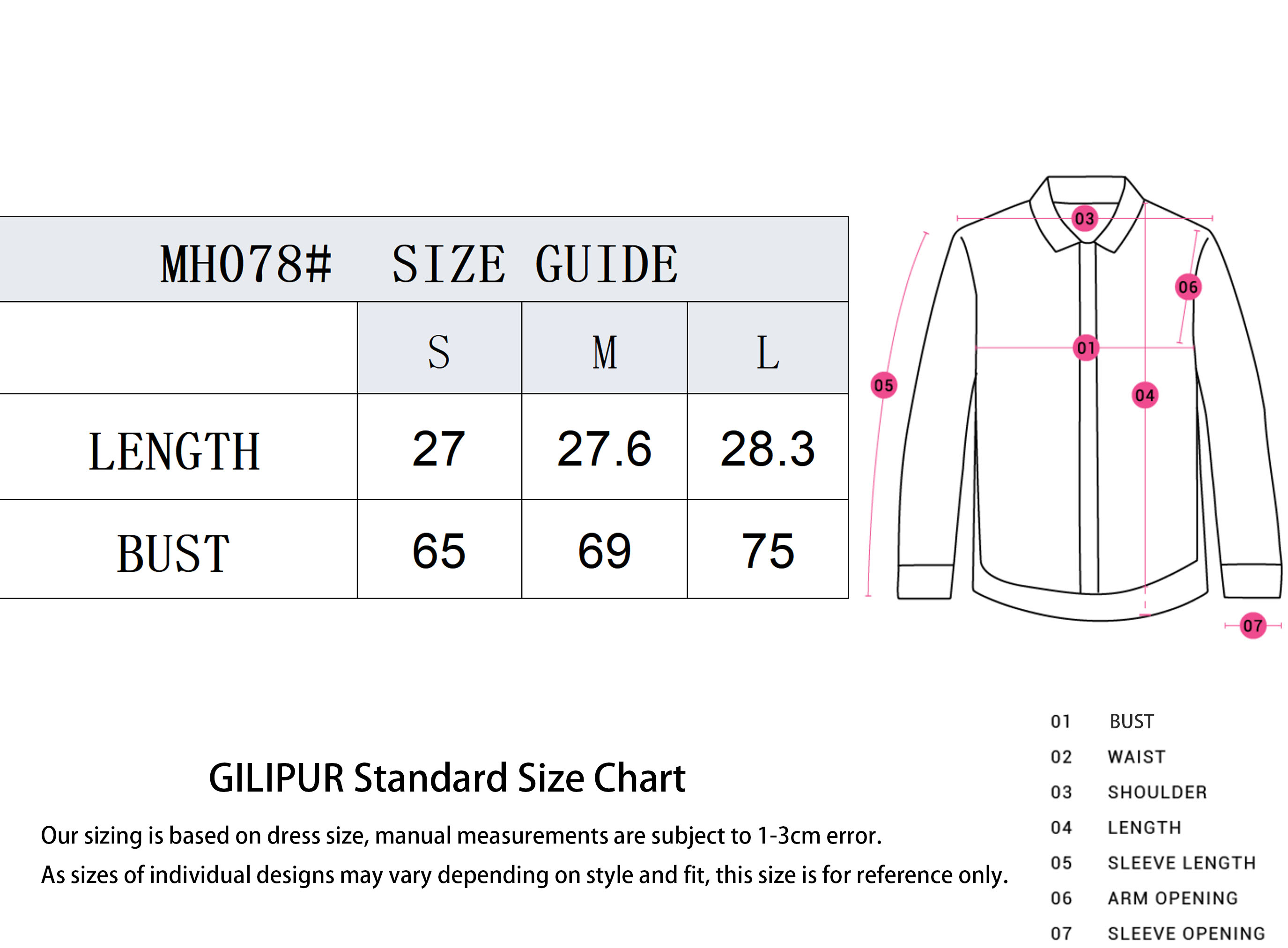 上衣SIZE GUIDE 拷贝