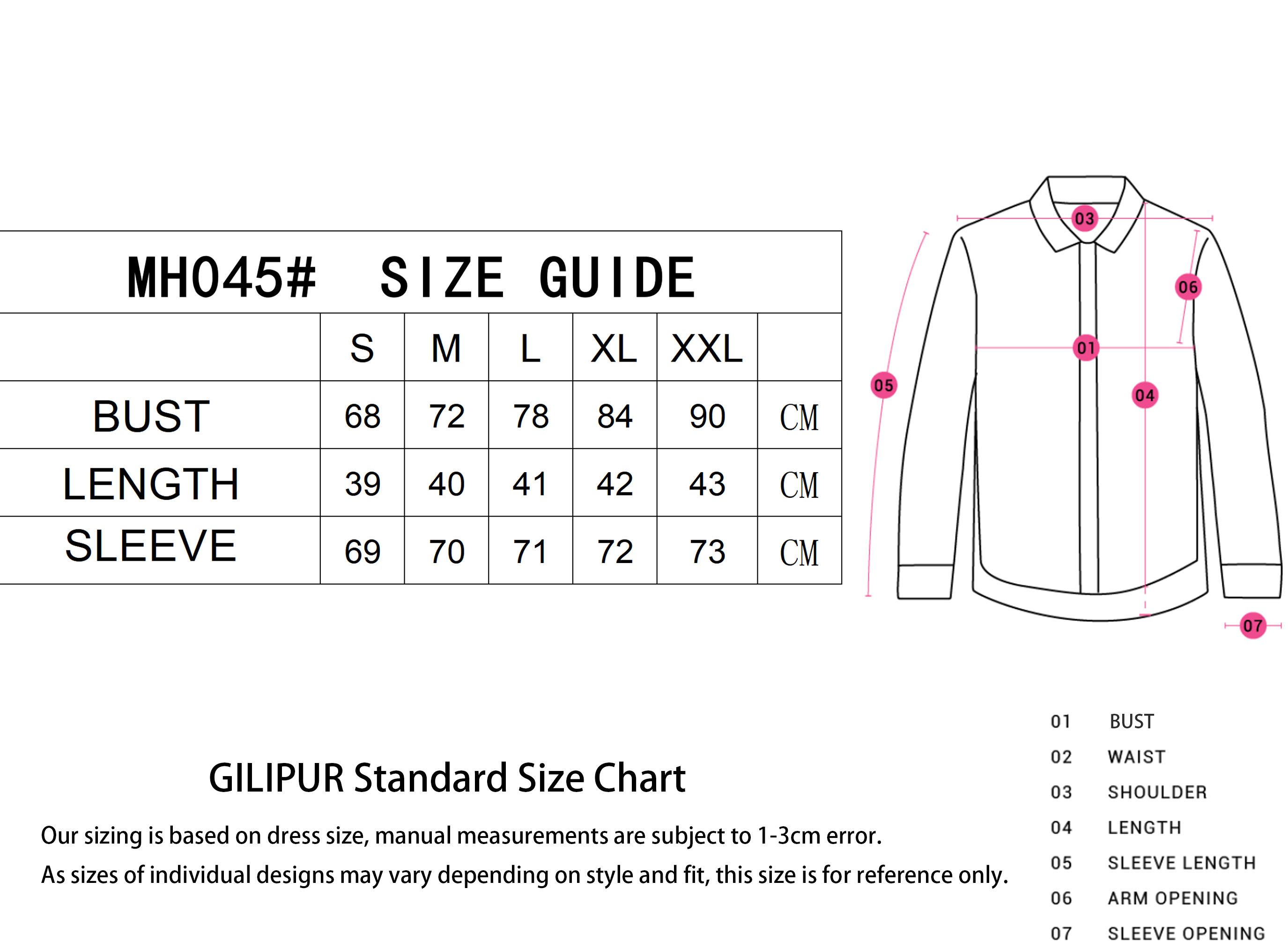 上衣SIZE GUIDE 拷贝