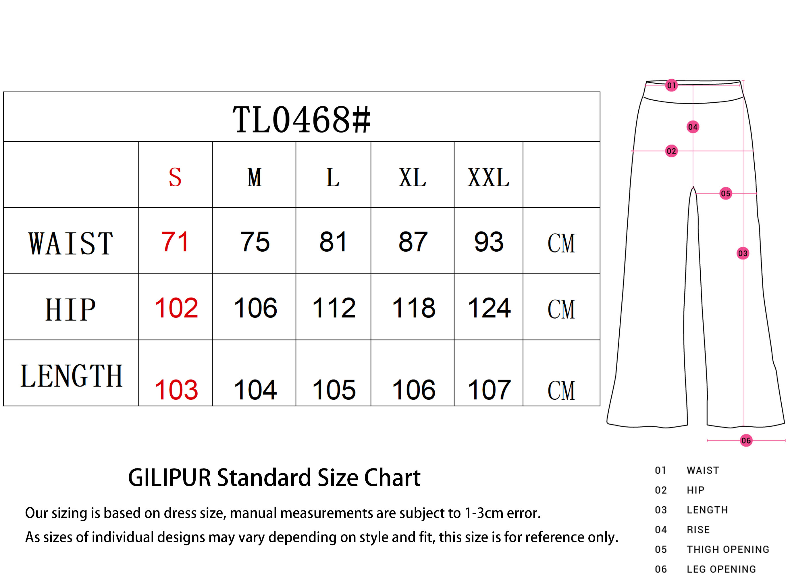 长裤SIZE GUIDE 拷贝