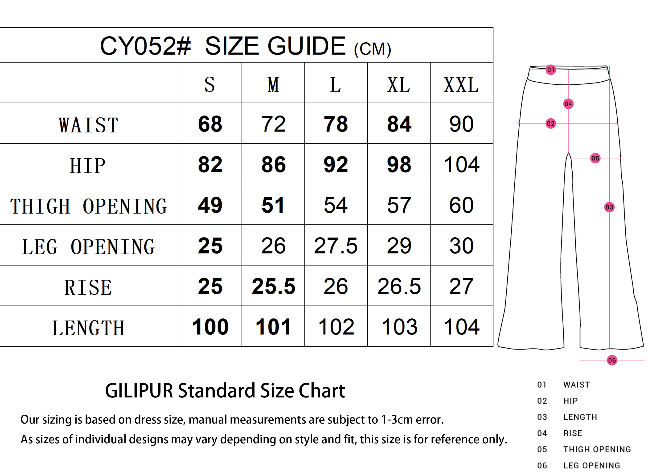 长裤SIZE GUIDE 拷贝