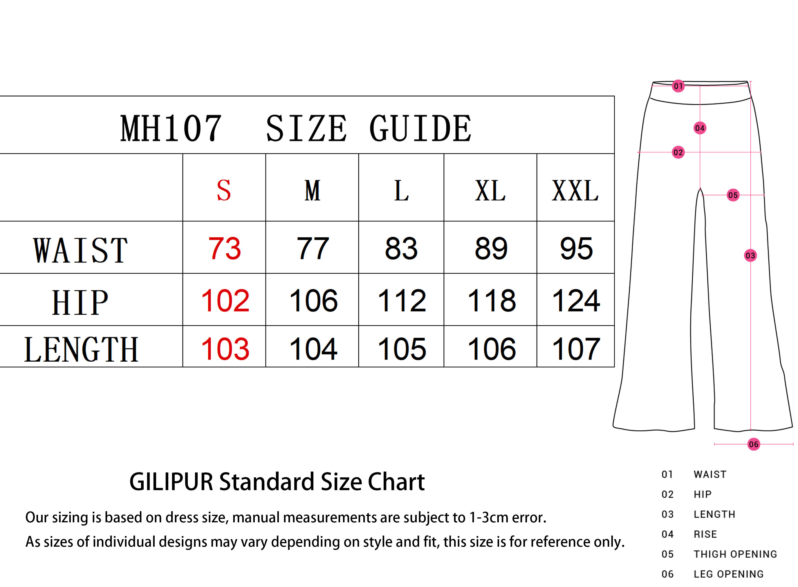 长裤SIZE GUIDE 拷贝