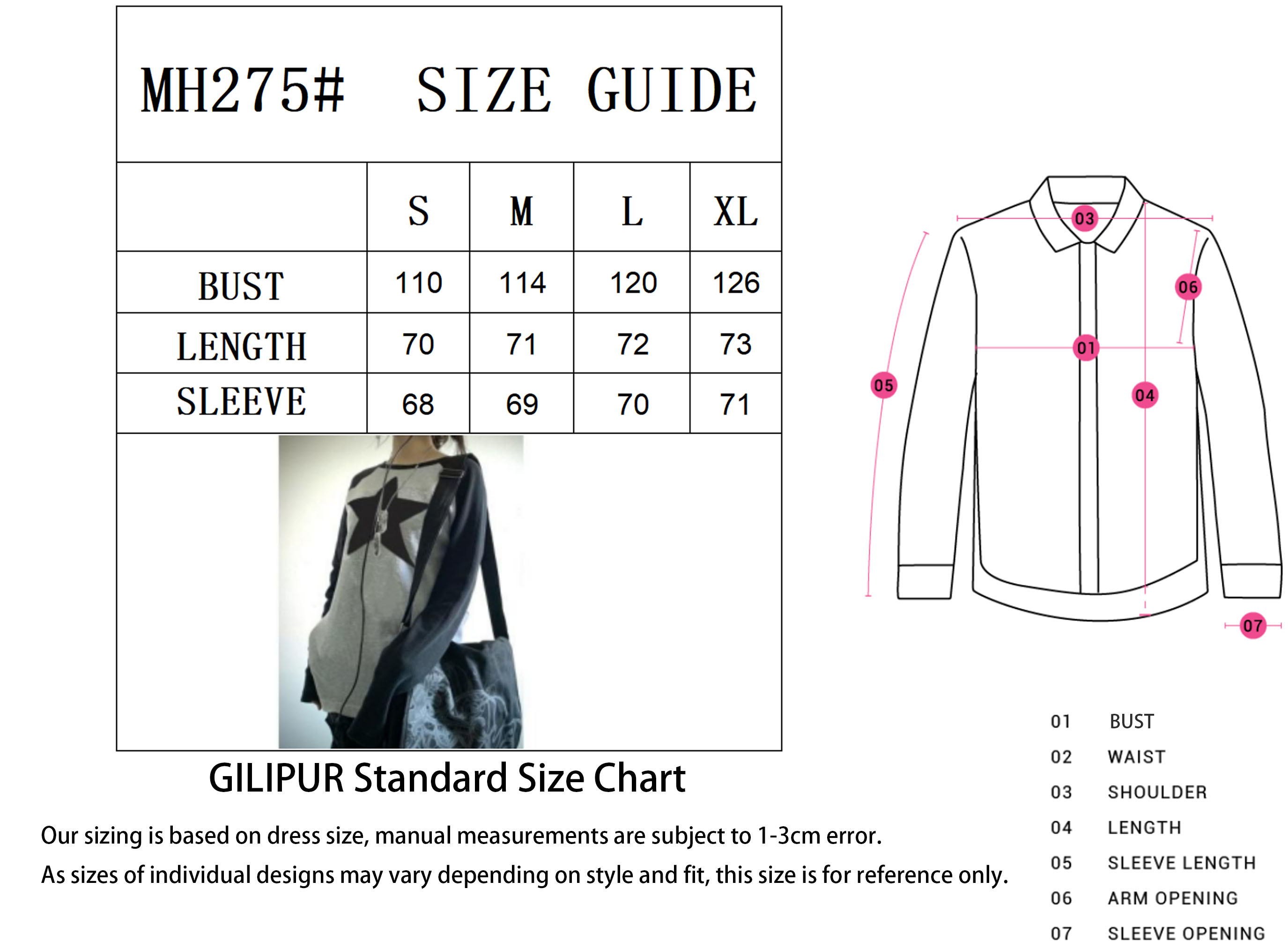 上衣SIZE GUIDE 拷贝