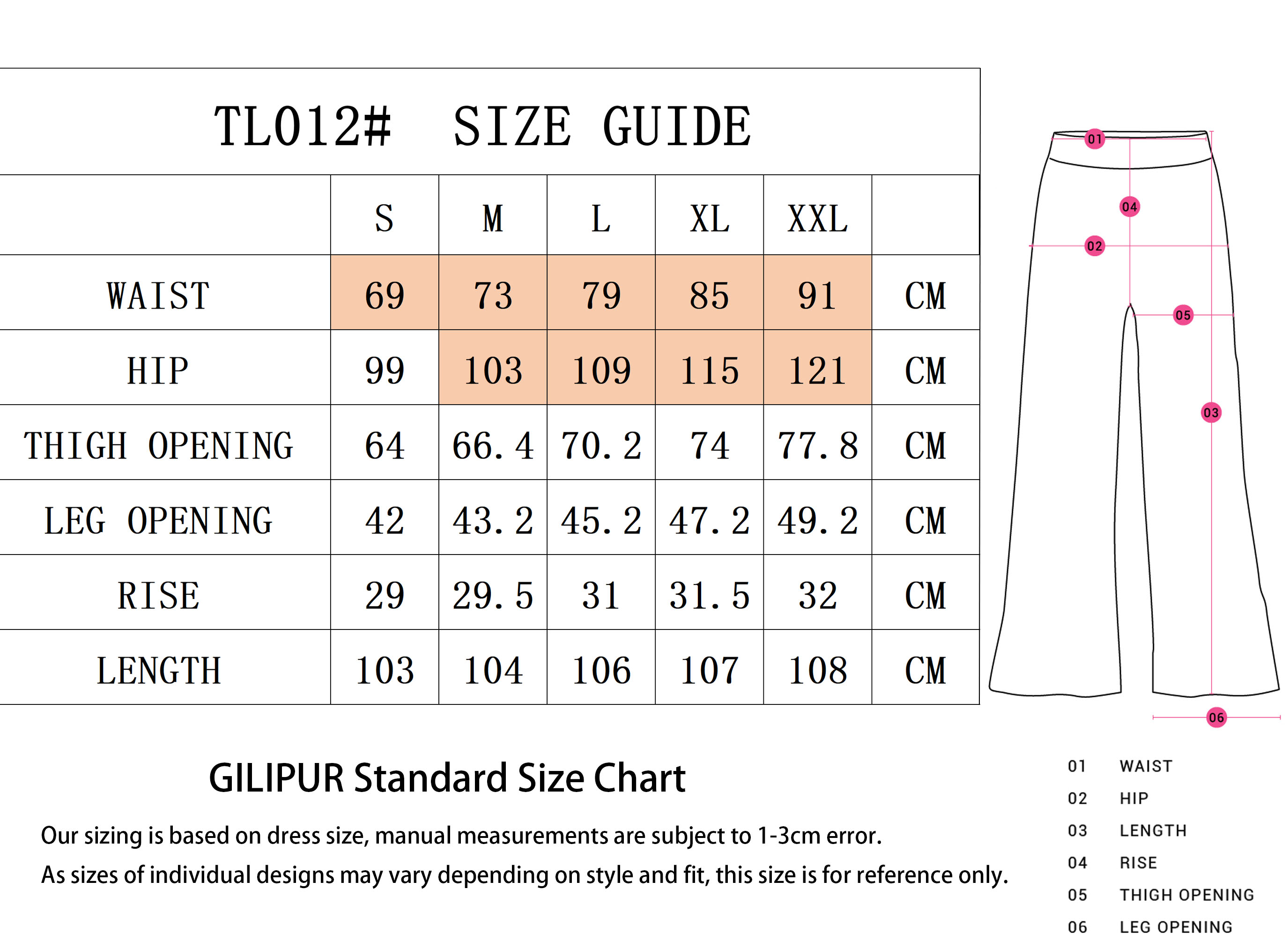 长裤SIZE GUIDE 拷贝